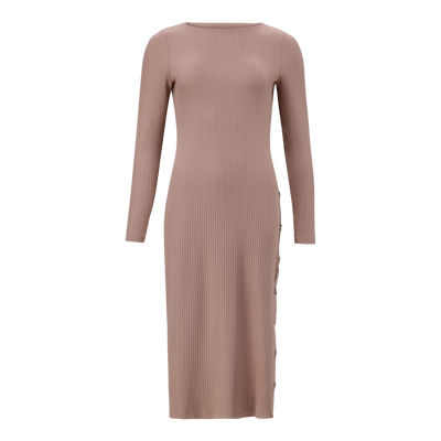 RINA WARM TAUPE TUNIC MIDI DRESS