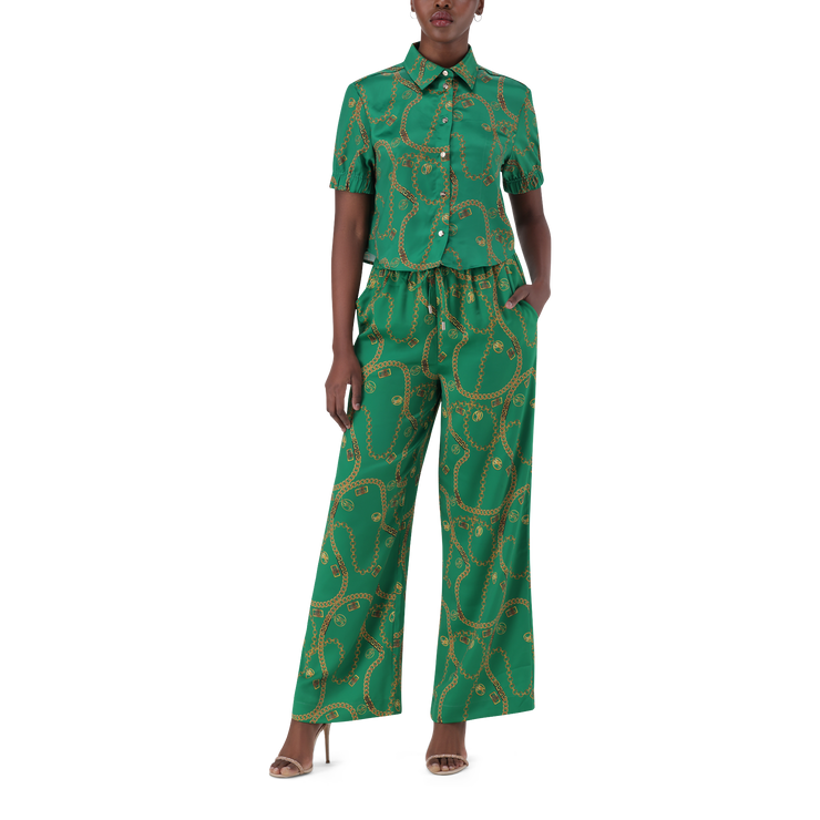ZURI GREEN CROPPED SHORT SLEEVE SHIRT