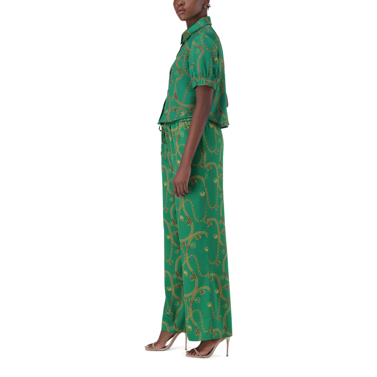 ZURI GREEN CROPPED SHORT SLEEVE SHIRT