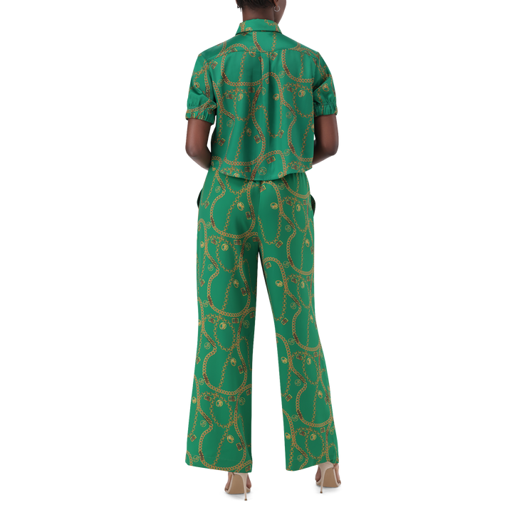 ZURI GREEN CROPPED SHORT SLEEVE SHIRT