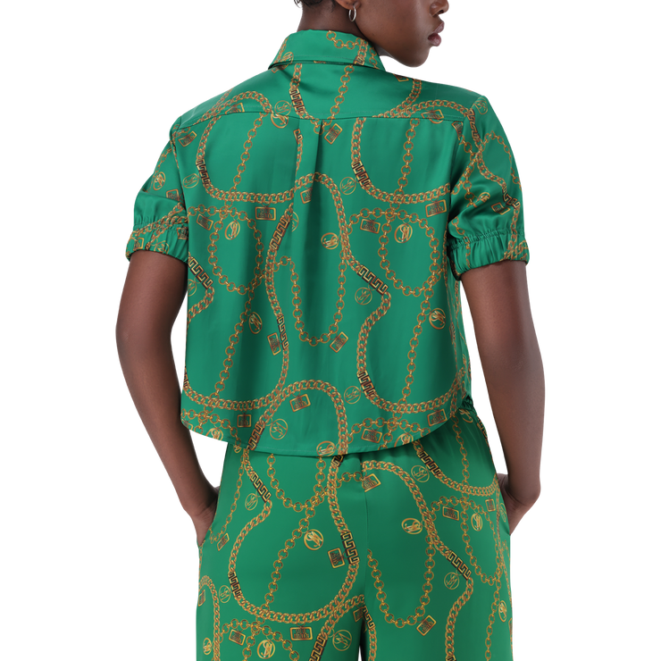 ZURI GREEN CROPPED SHORT SLEEVE SHIRT