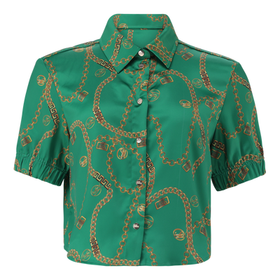 ZURI GREEN CROPPED SHORT SLEEVE SHIRT