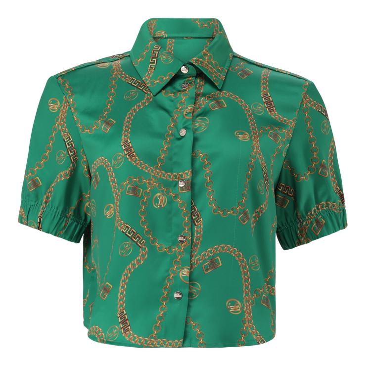 ZURI GREEN CROPPED SHORT SLEEVE SHIRT