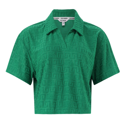 TESSA EMERALD EMBOSSED LOGO TOP WITH COLLAR